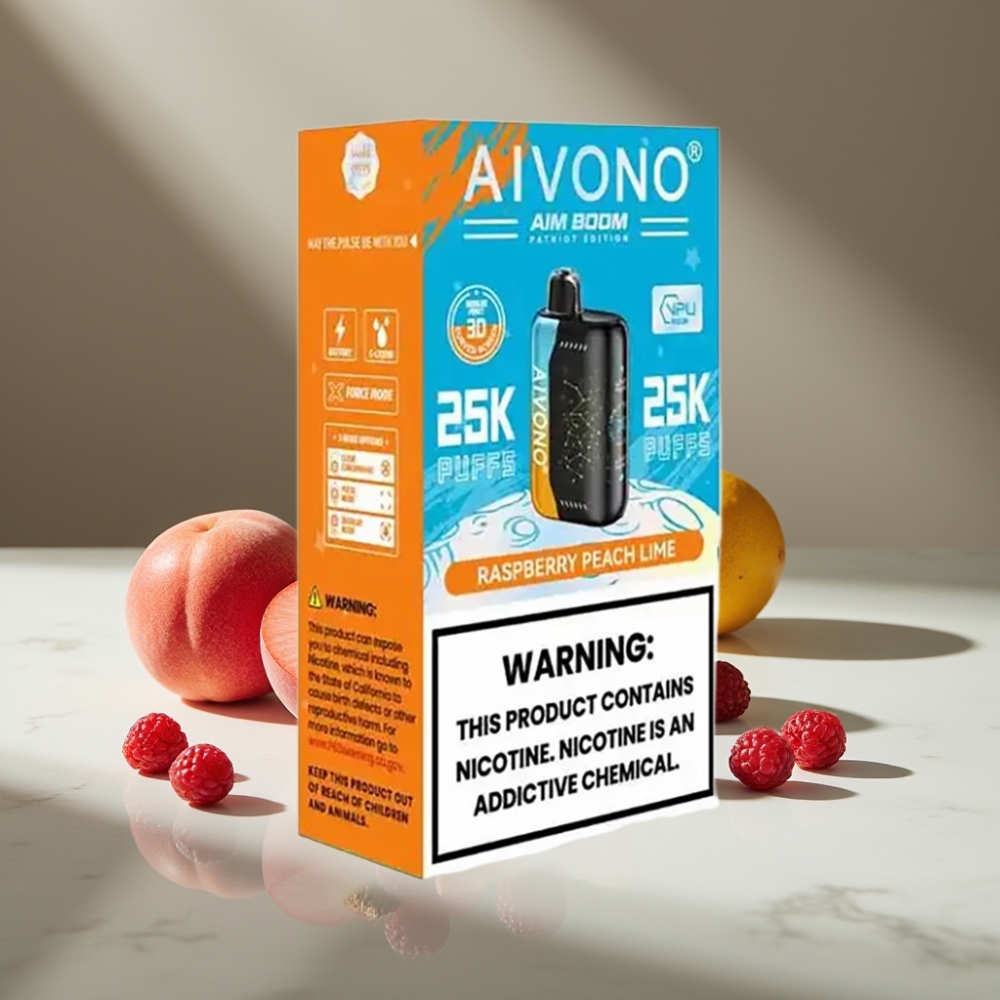 Aivono AIM BOOM 25000 Puffs 28ml 650mAh Frambuesa Melocotón Lima 0%-5%