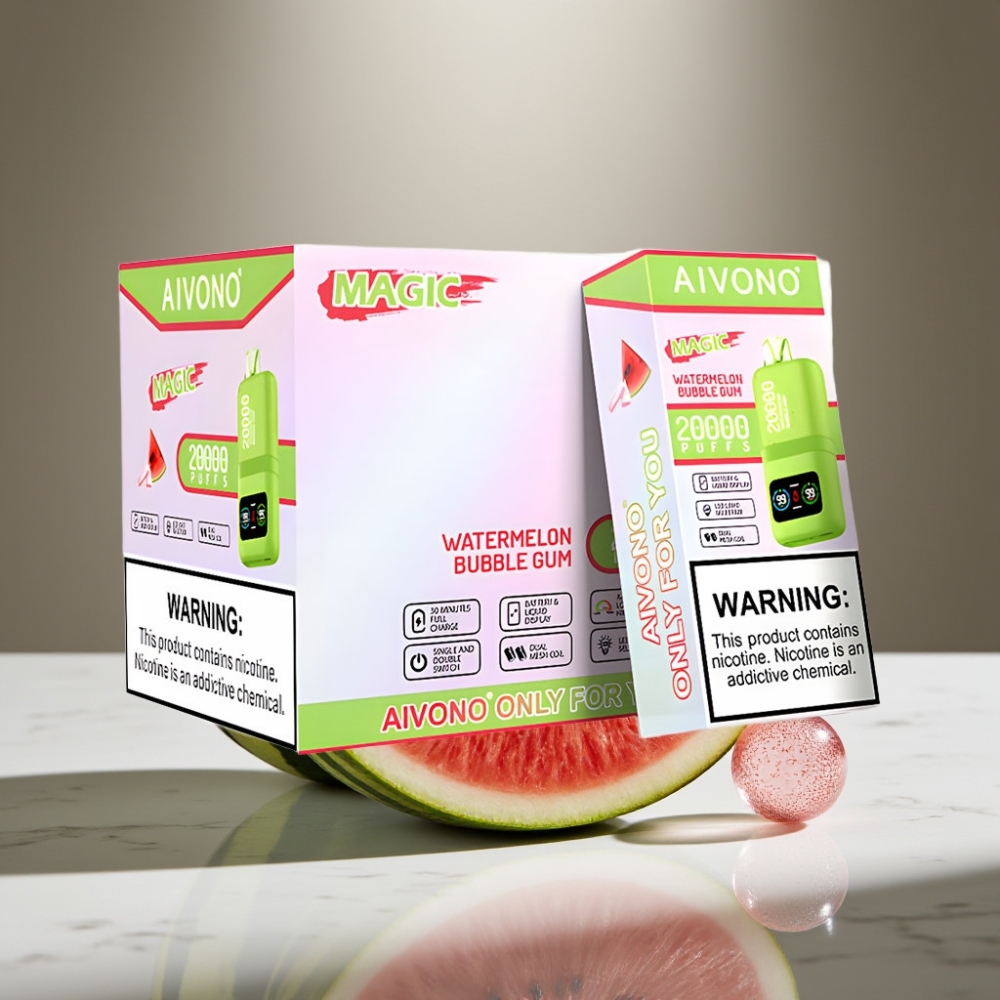 Aivono AIM MAGIC 20000 Puffs Vape Desechable Chicle Sandía Dual Mesh Coils LCD Recargable