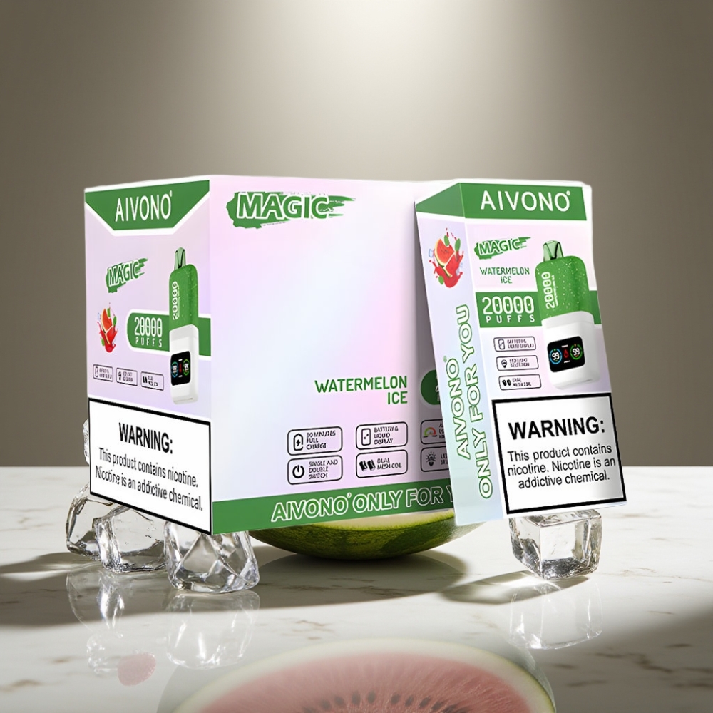 Aivono AIM MAGIC 20000 Puffs Vape Desechable Sandía Helada Dual Mesh LCD Recargable