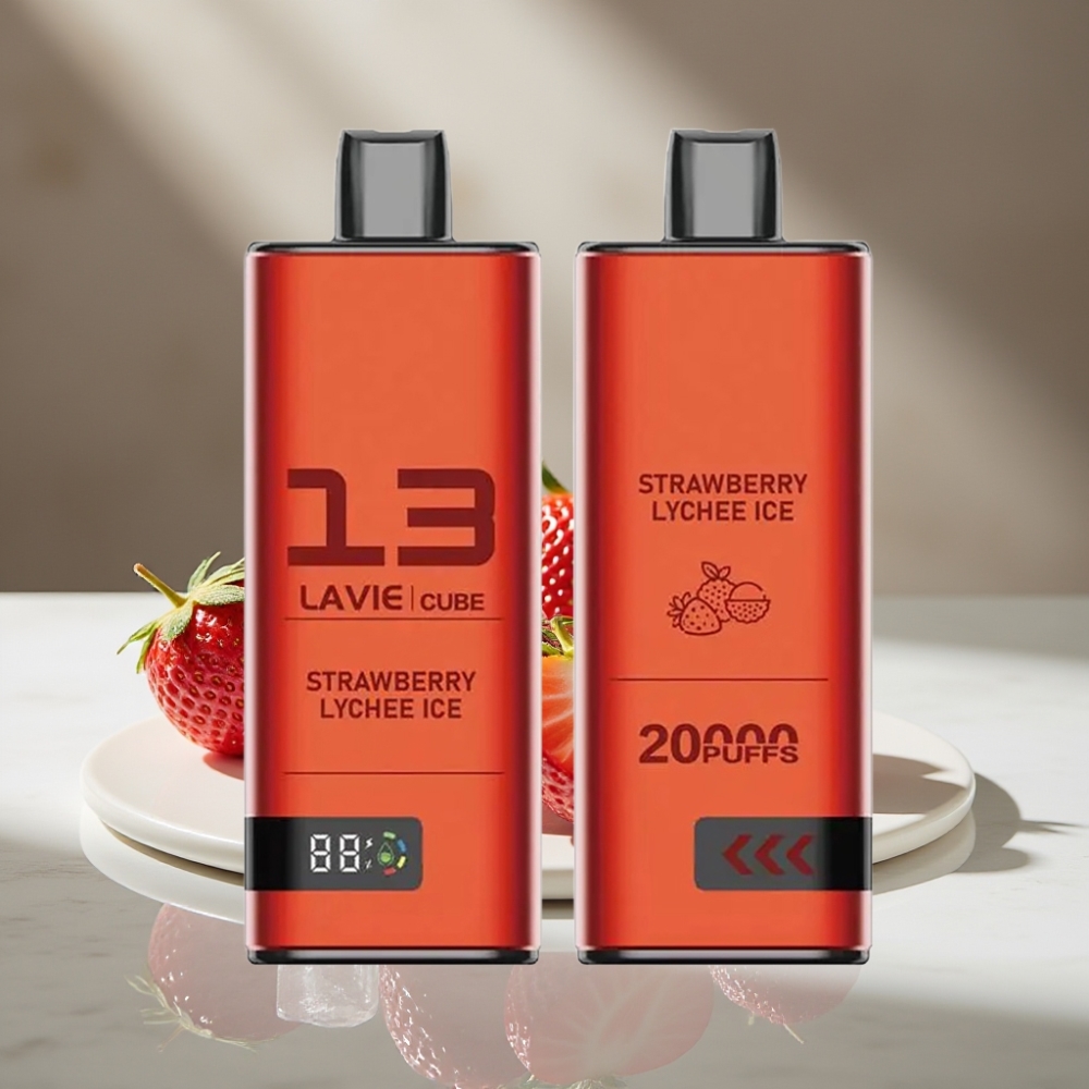 Lavie Cube 20000 Puffs Vape Desechable Fresa Lichi Hielo 28ML 5% Tipo C