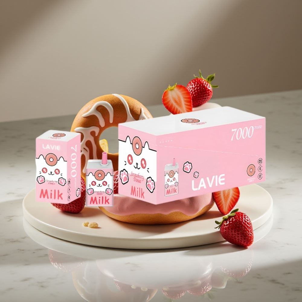 LAVIE Milk 7000 Puffs Donut de Fresa 16ML Tipo C Recargable 600mAh