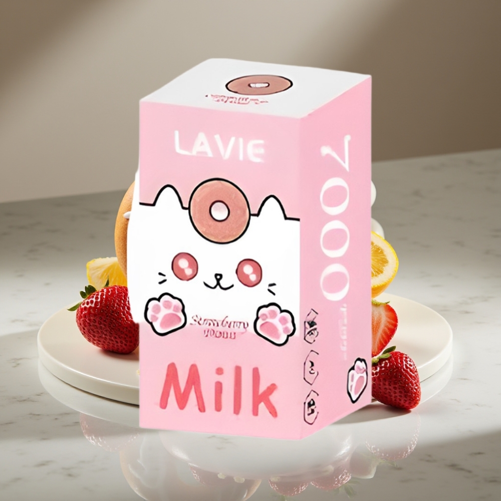 LAVIE Milk 7000 Puffs Donut de Fresa 16ML Tipo C Recargable 600mAh