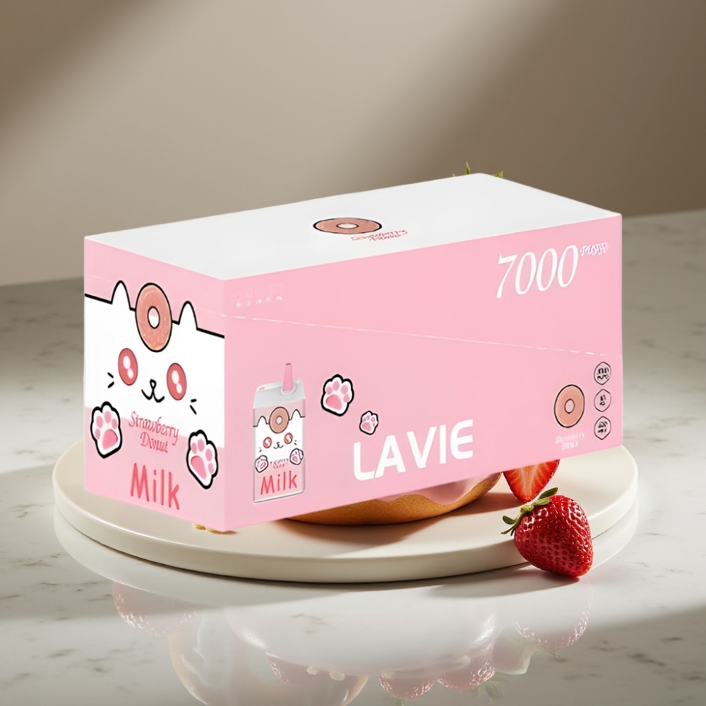 LAVIE Milk 7000 Puffs Donut de Fresa 16ML Tipo C Recargable 600mAh