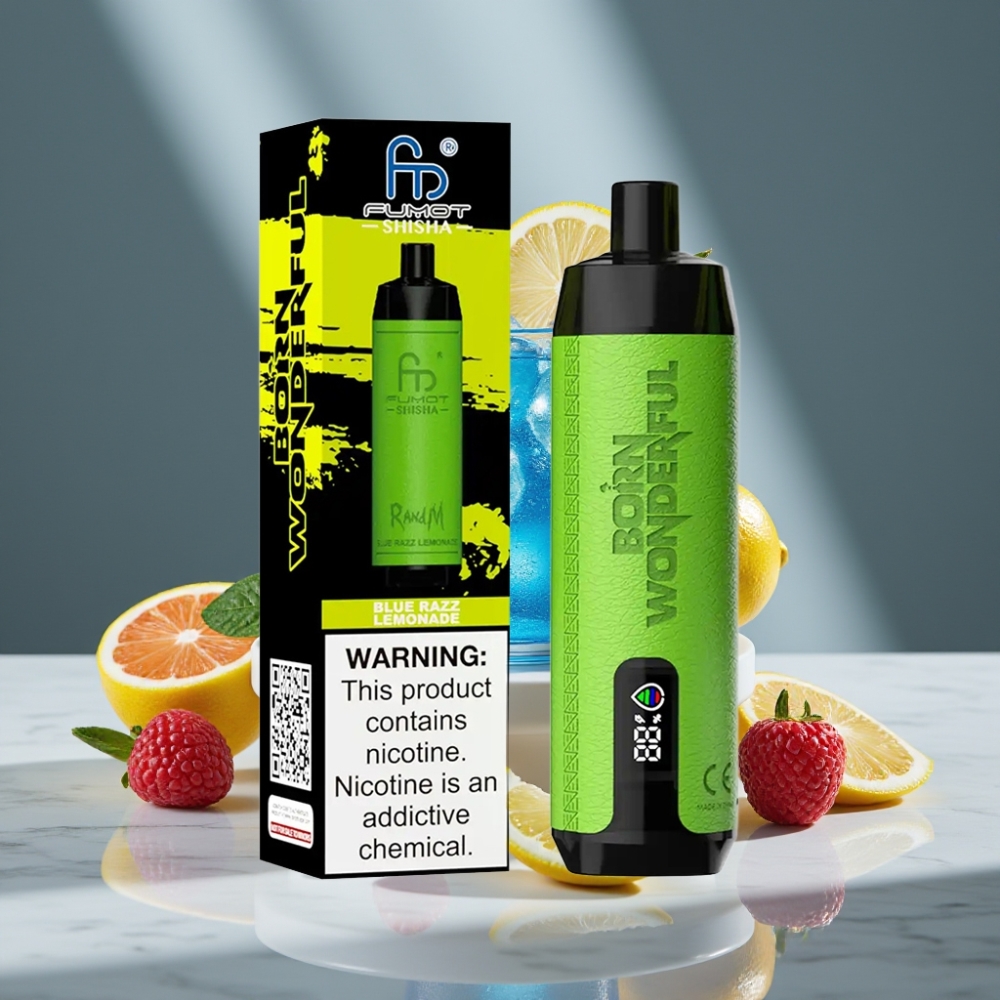 RandM Fumot Shisha 10000 Puffs 18ml 0.5% Nicotina Sabor Limonada Azul