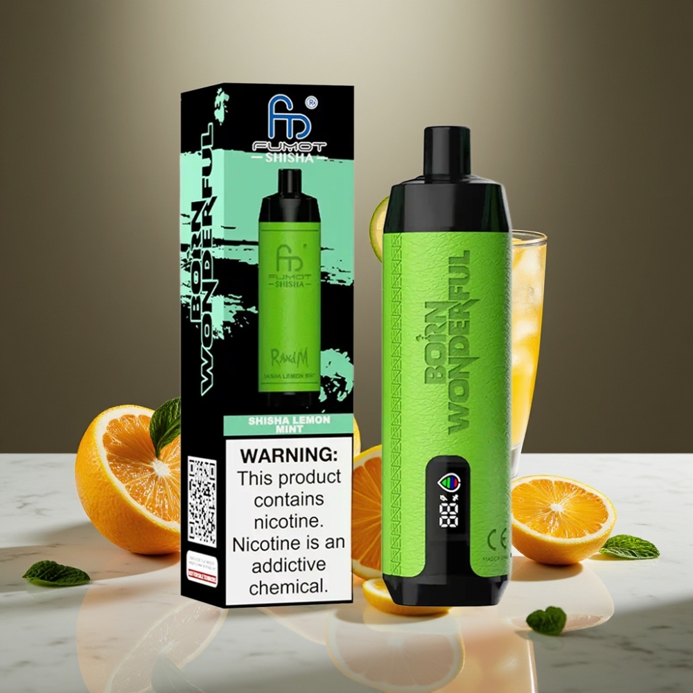 RandM Fumot Shisha 10000 Puffs 18ml Limón Menta Tipo-C 850mAh