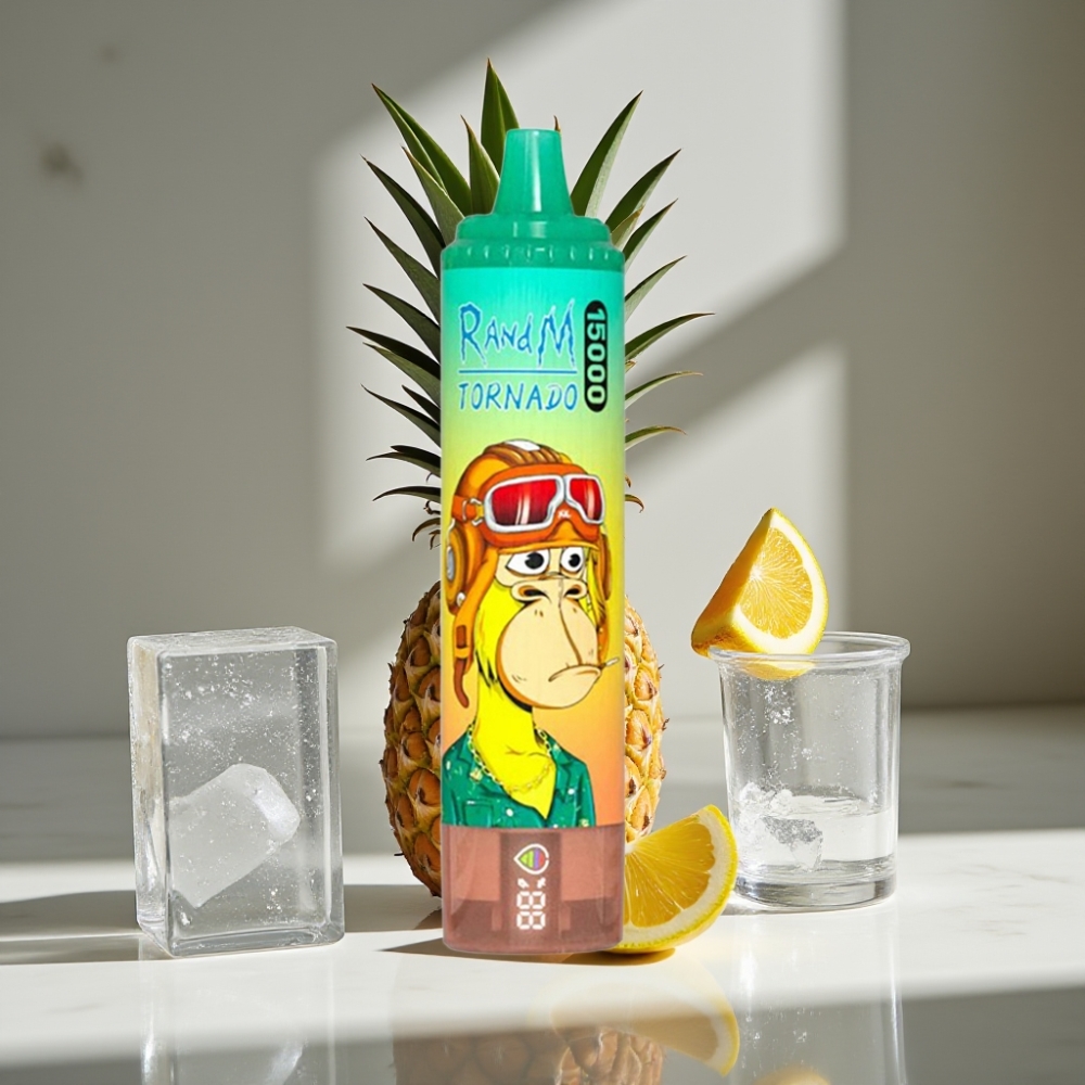 RandM Fumot Tornado 15000 Puffs 25ml 850mAh Mesh LCD Piña Hielo USB-C Recargable