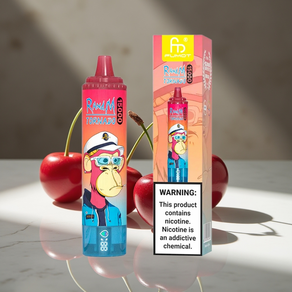 RandM Fumot Tornado 15000 Puffs 25ml 850mAh Tipo-C LCD Cereza