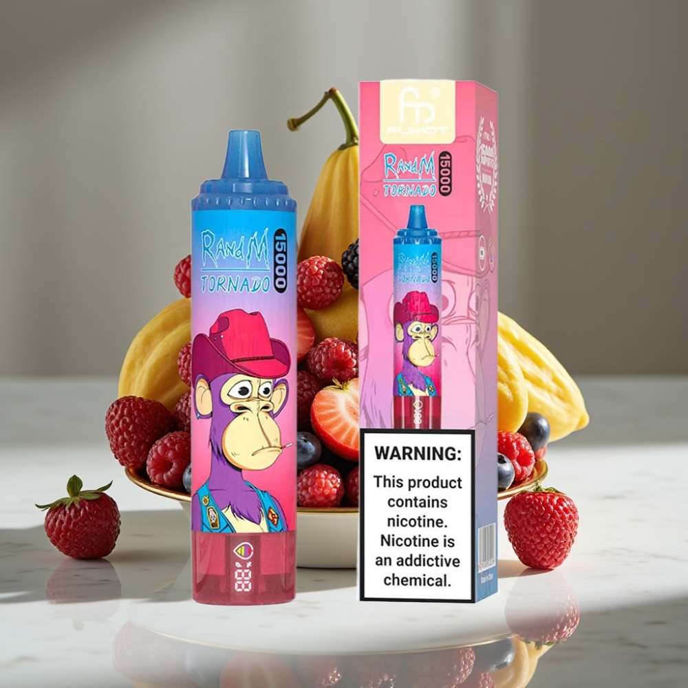 RandM Fumot Tornado 15000 Puffs 25ml 850mAh USB-C LCD Mezcla de Bayas