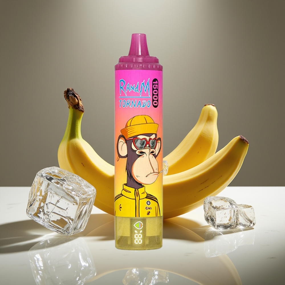 RandM Fumot Tornado 15000 Puffs 25ml Banana Ice Mesh Coil LCD Tipo-C Recargable