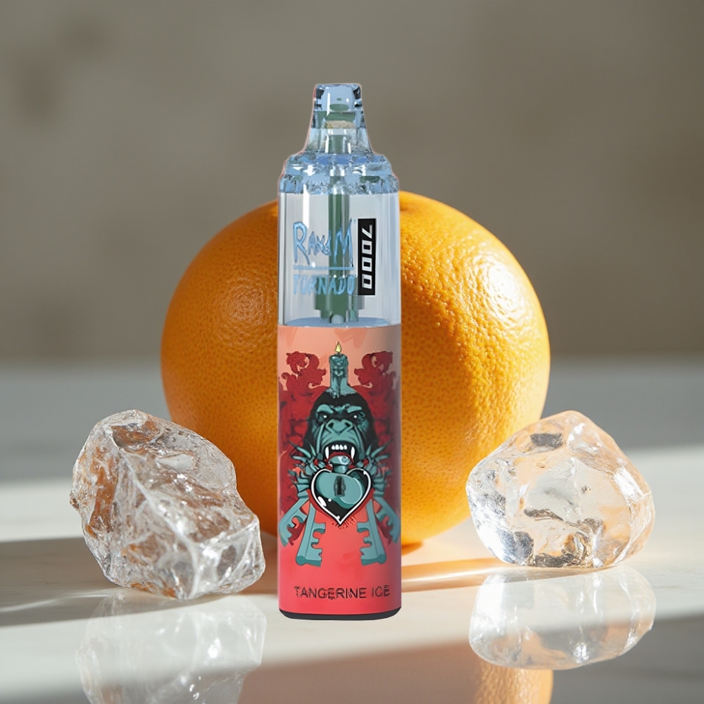 RandM Fumot Tornado 7000 Puffs 14ML E-liquid 850MAH Naranja Hielo Vape Desechable