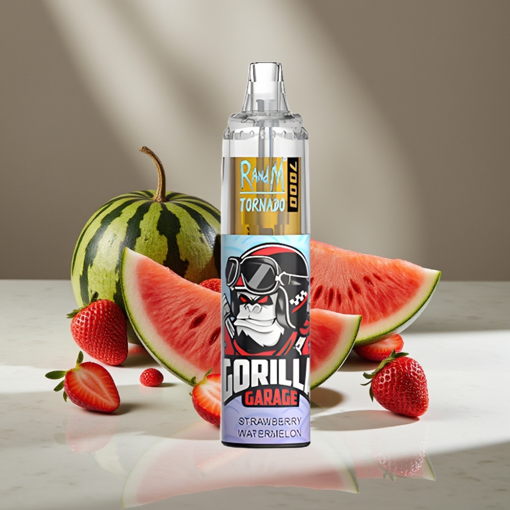 RandM Fumot Tornado 7000 Puffs 14ML Fresa Sandía Tipo-C RGB Ajustable