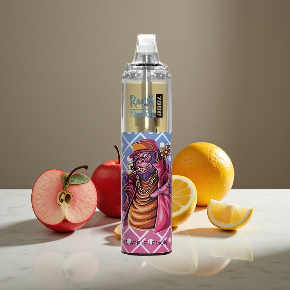 RandM Fumot Tornado 7000 Puffs 14ML Manzana Roja Limón Tipo-C RGB Ajustable