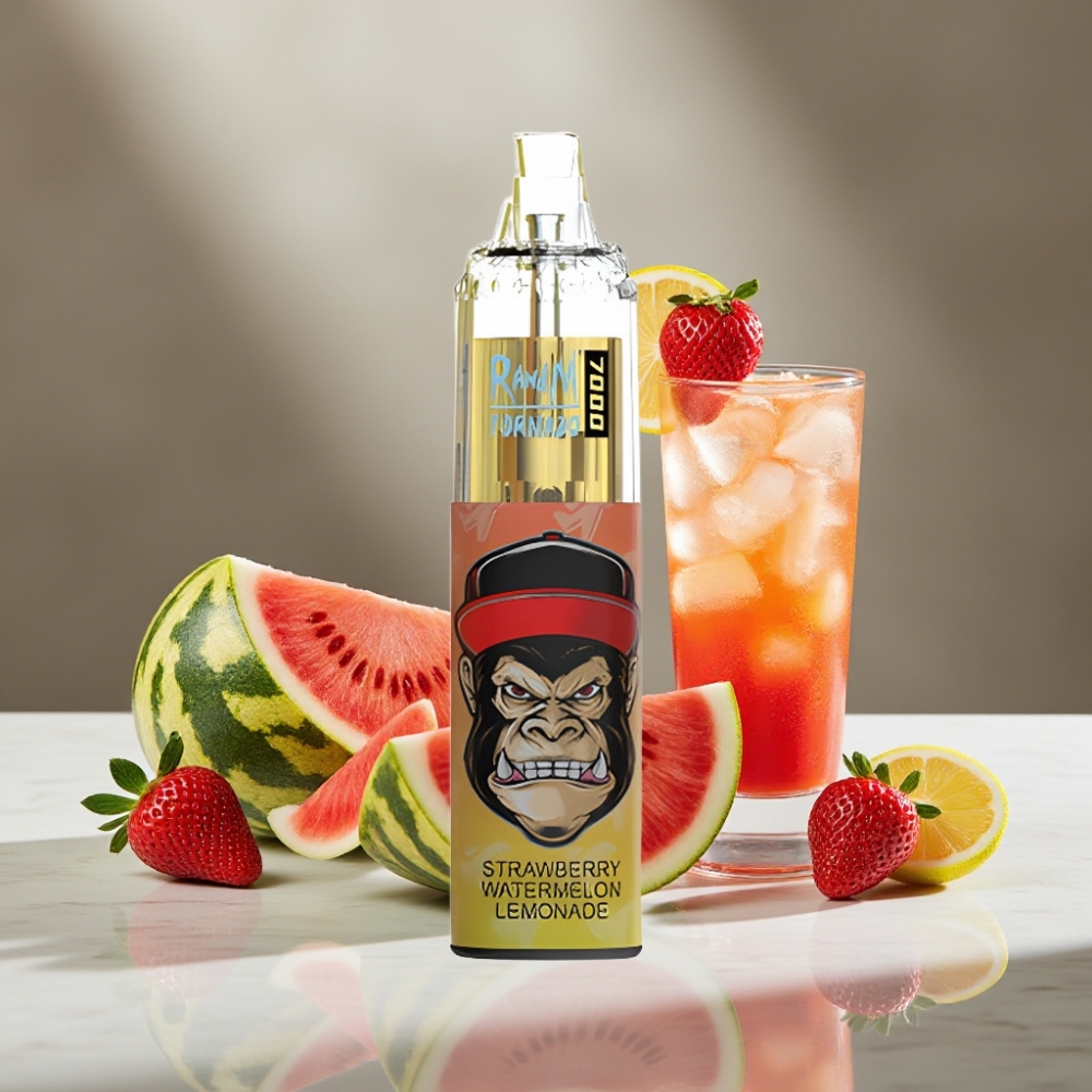 RandM Fumot Tornado 7000 Puffs Vape Desechable Fresa Sandía Limonada, 14ML, Malla, Tipo-C, RGB, Aire Ajustable
