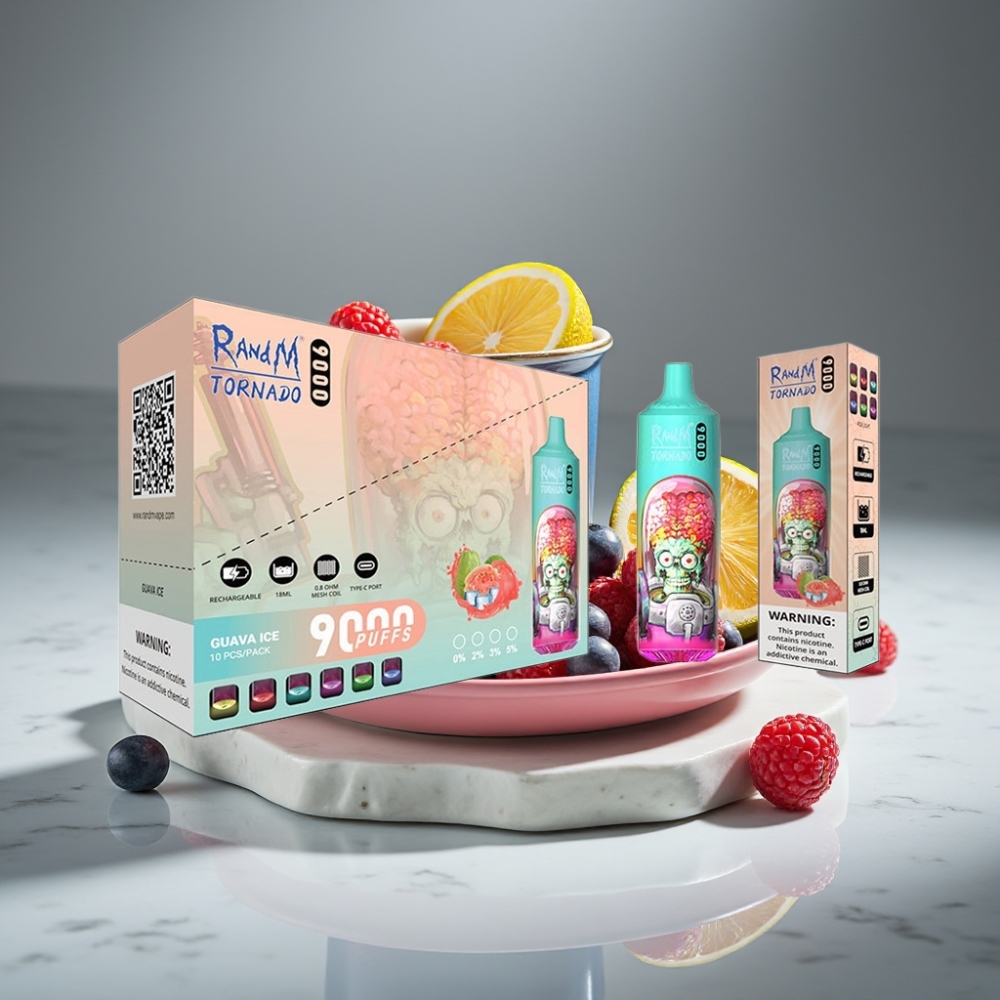 RandM Tornado 9000 Puffs 18 mL Malla RGB Azul Frambuesa Ácida Recargable