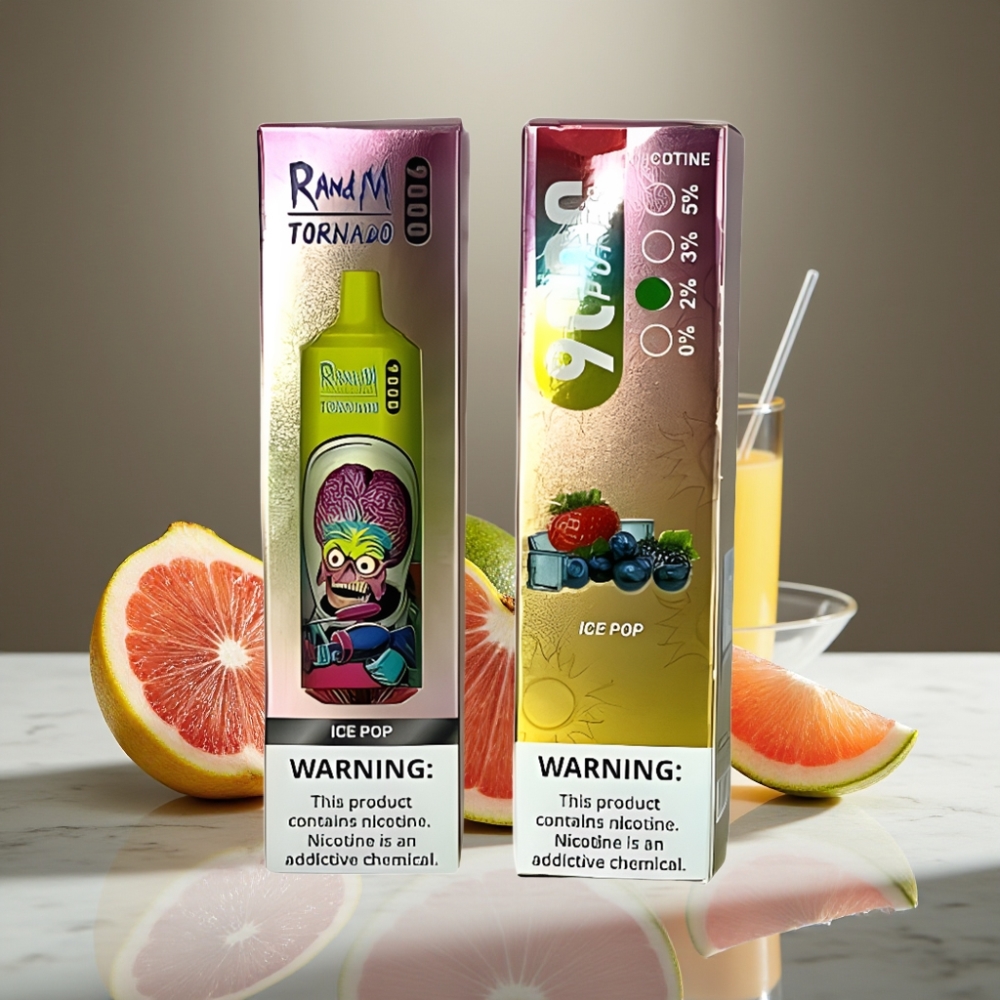 RandM Tornado 9000 Puffs 18 mL Pantalla RGB Sabor Helado Pop Recargable