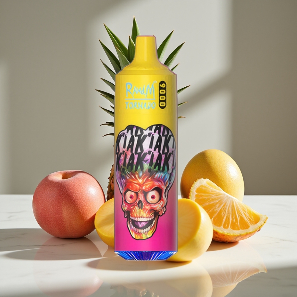 RandM Tornado 9000 Puffs 18 mL RGB Display Sabor Melocotón Mango Piña