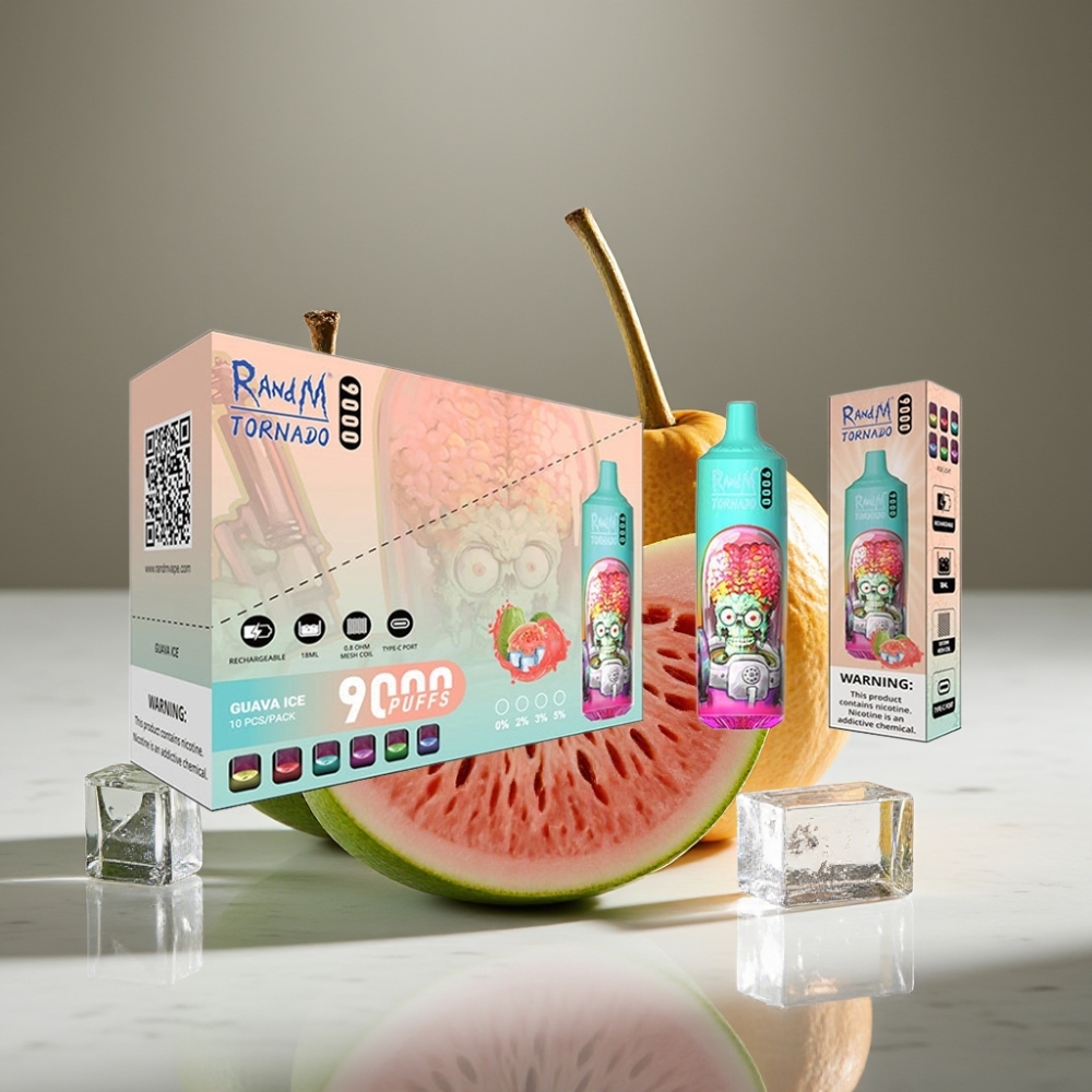 RandM Tornado 9000 Puffs Recargable 850 mAh 18 mL Malla Guava Hielo