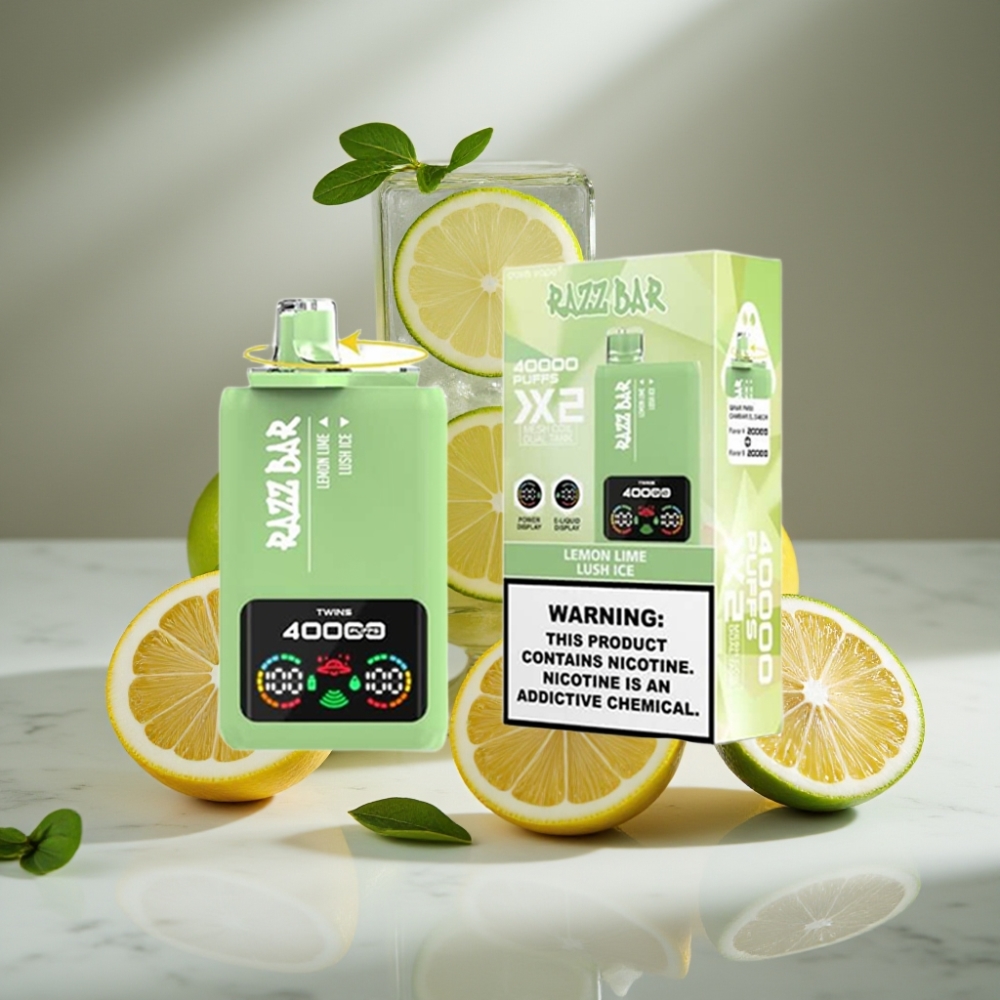 Razz Bar 40000 Puffs Pantalla de Potencia 1.0Ω×2 Malla LIMA LIMÓN & HIELO FRESCO
