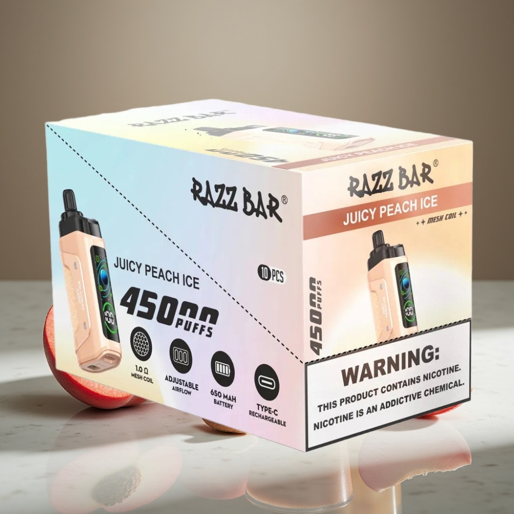 Razz Bar 45000 Puffs Ajustable Tipo-C 20 mg/ml Durazno Jugoso Helado