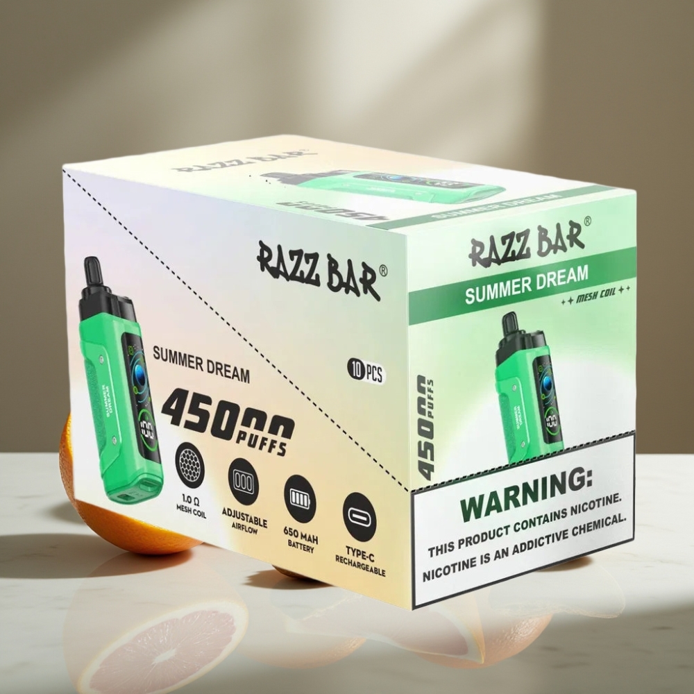 Razz Bar 45000 Puffs Ajustable Tipo-C 20 mg/ml Sabor Sueño de Verano