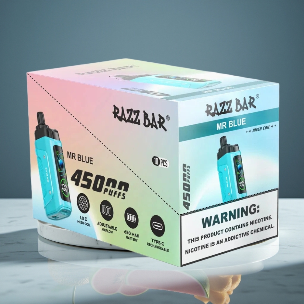 Razz Bar 45000 Puffs Vape Desechable Azul Señor 1.0 Ohm Recargable Tipo-C