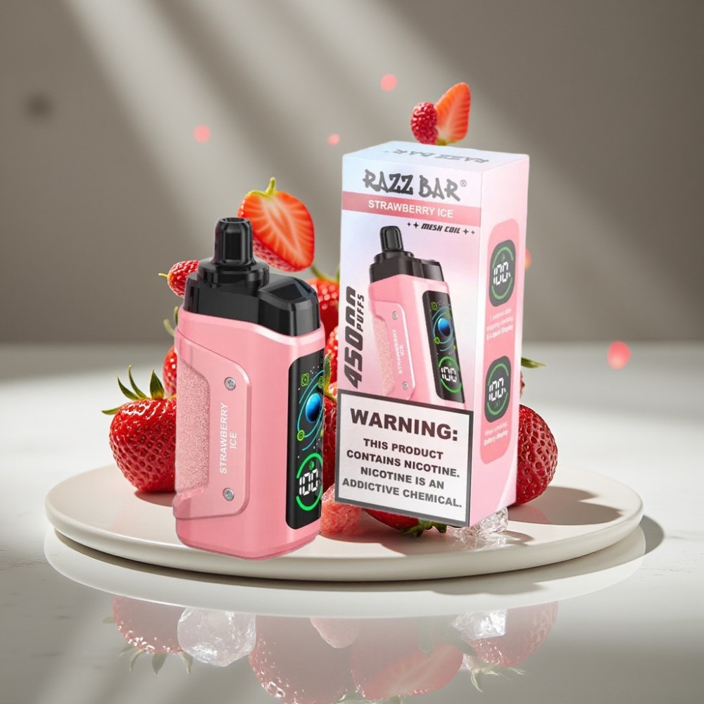 Razz Bar 45000 Puffs Vape Desechable Fresa Helada con Bobina Mesh 1.0 Ohm y Batería 650 mAh