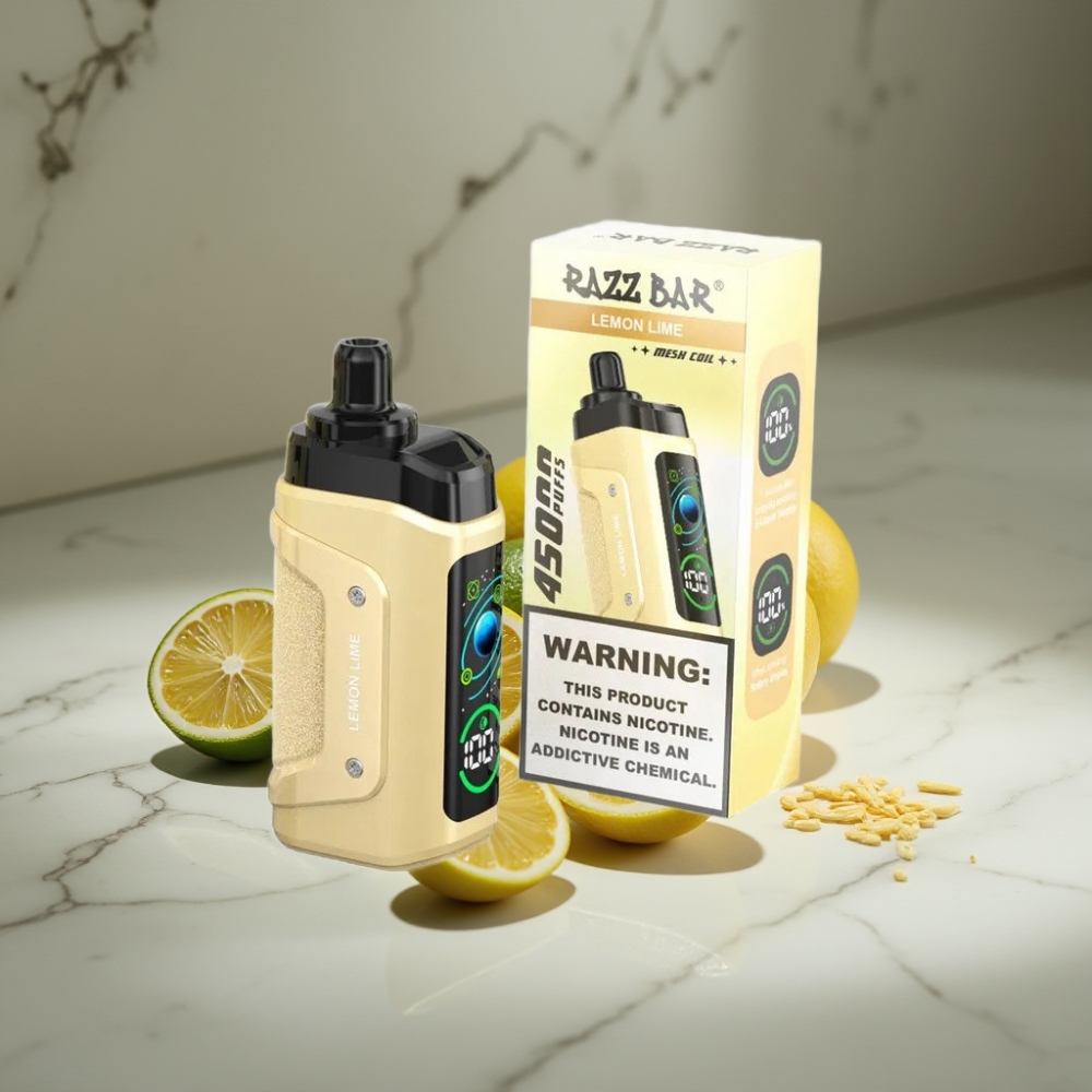 Razz Bar 45000 Puffs Vape Desechable Lemon Lime 1.0 Ohm Mesh Ajustable 650 mAh Tipo-C
