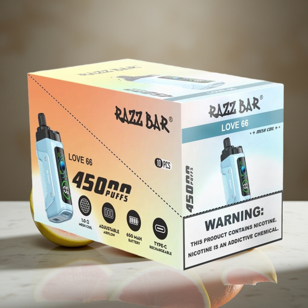 Razz Bar Love 66 45000 Puffs 1.0 Ohm Mesh Ajustable Tipo-C 20 mg/ml