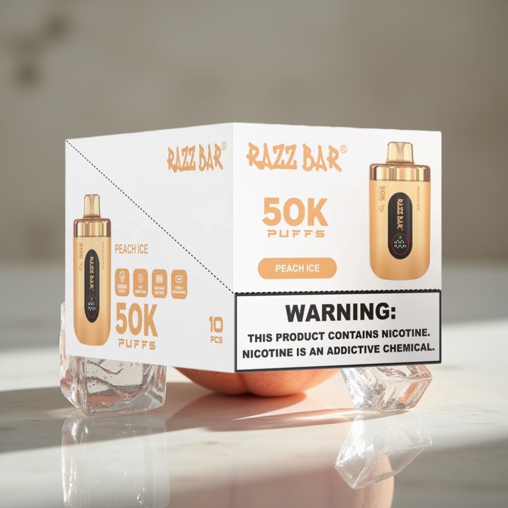 Razz Bar 50K Puffs Recargable Tipo-C 650mAh Sabor Melocotón Helado