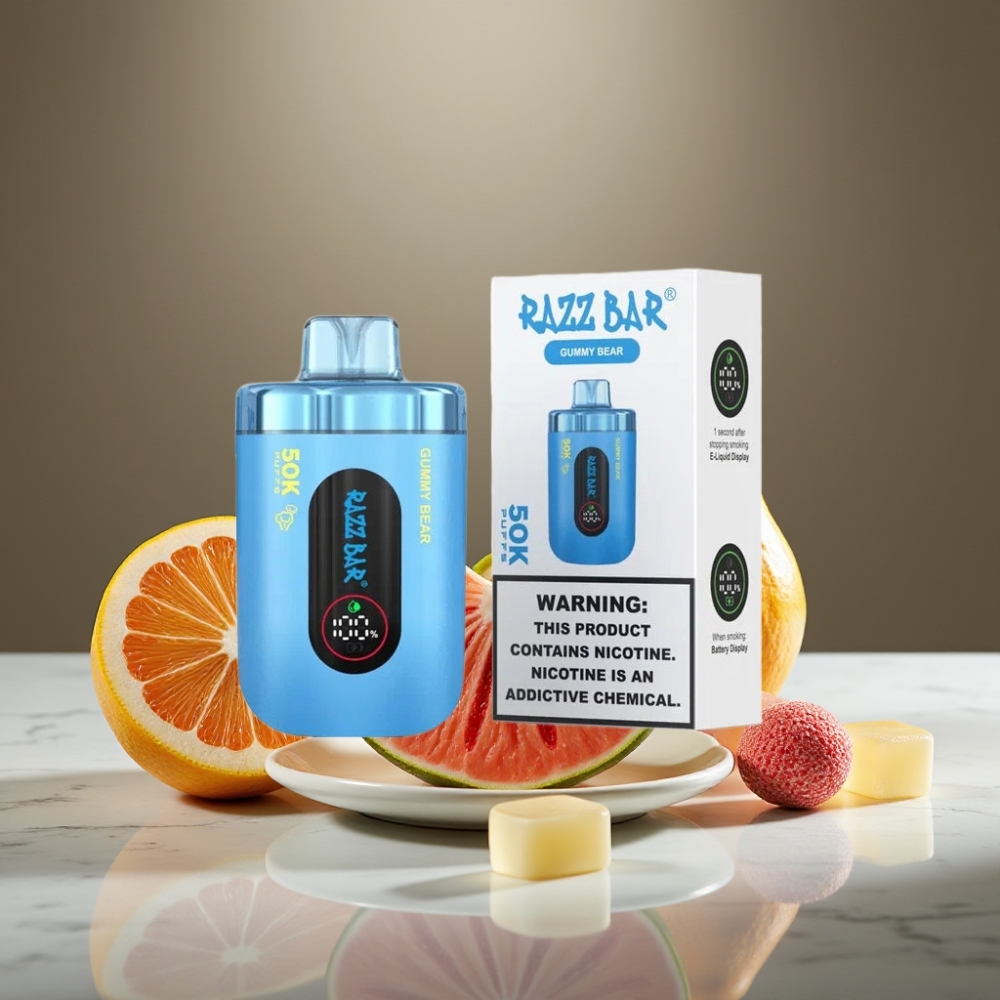 Razz Bar 50K Puffs Recargable USB-C 650mAh Sabor Oso de Goma