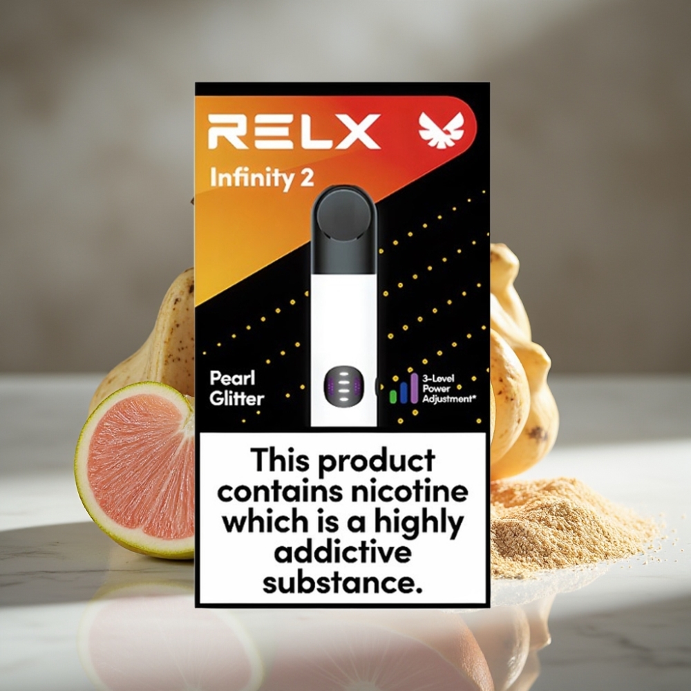 RELX Infinity 2 650 pufadas 1.9 ml acabado metálico Polvo de Perla