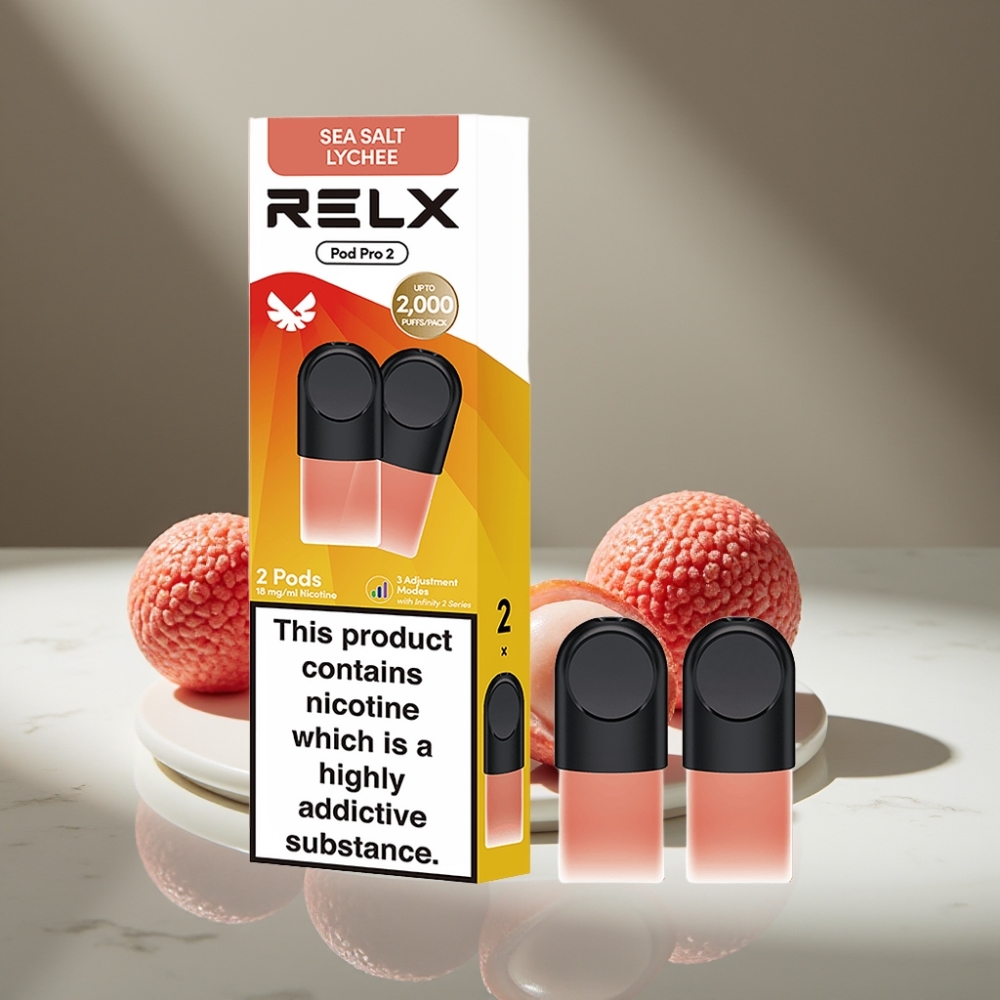 RELX Pod Pro 2 600 Puffs 1.8% Nic Sal Lichi Salado 1.9ml 3 Modos