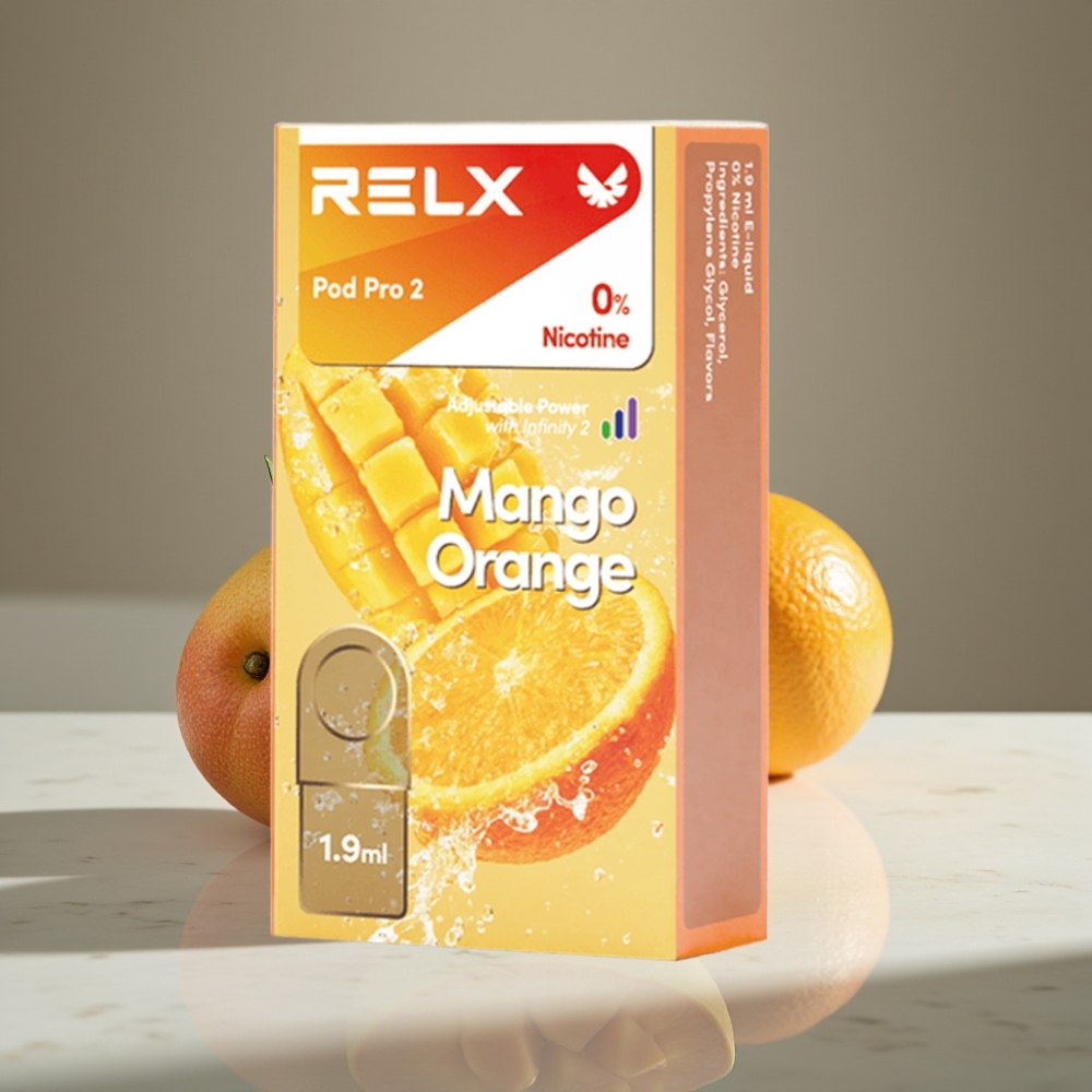 RELX Pod Pro 2 600 Puffs 1.9ml 0% Nicotina Mango Naranja 3 Modos de Voltaje