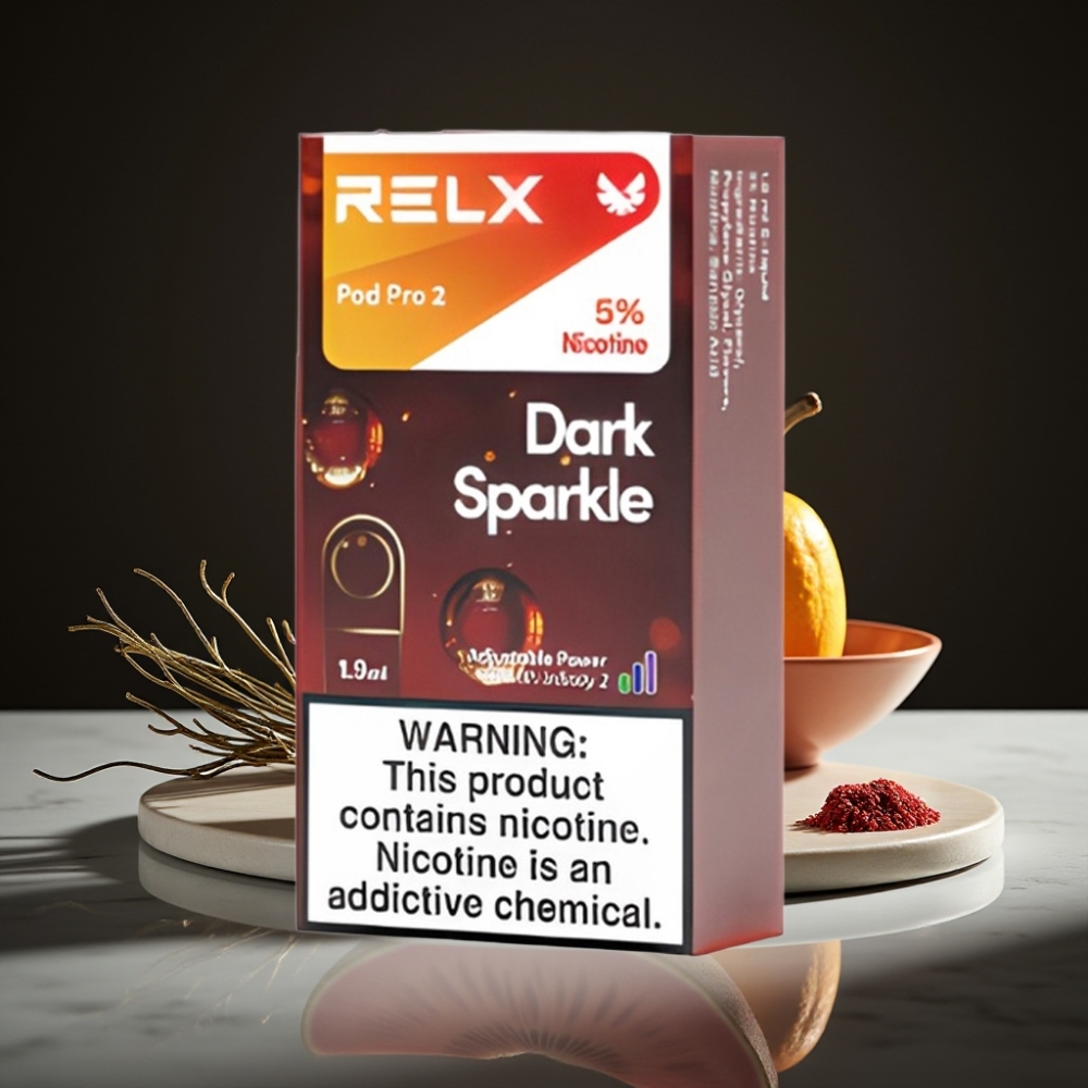 RELX Pod Pro 2 600 Puffs 5% Nicotina 1.9ml 3 Modos Voltaje Sabor Chispa Oscura