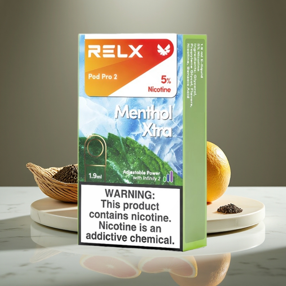 RELX Pod Pro 2 600 Puffs 5% Nicotina 1.9ml 3 Modos de Voltaje Mentol Xtra
