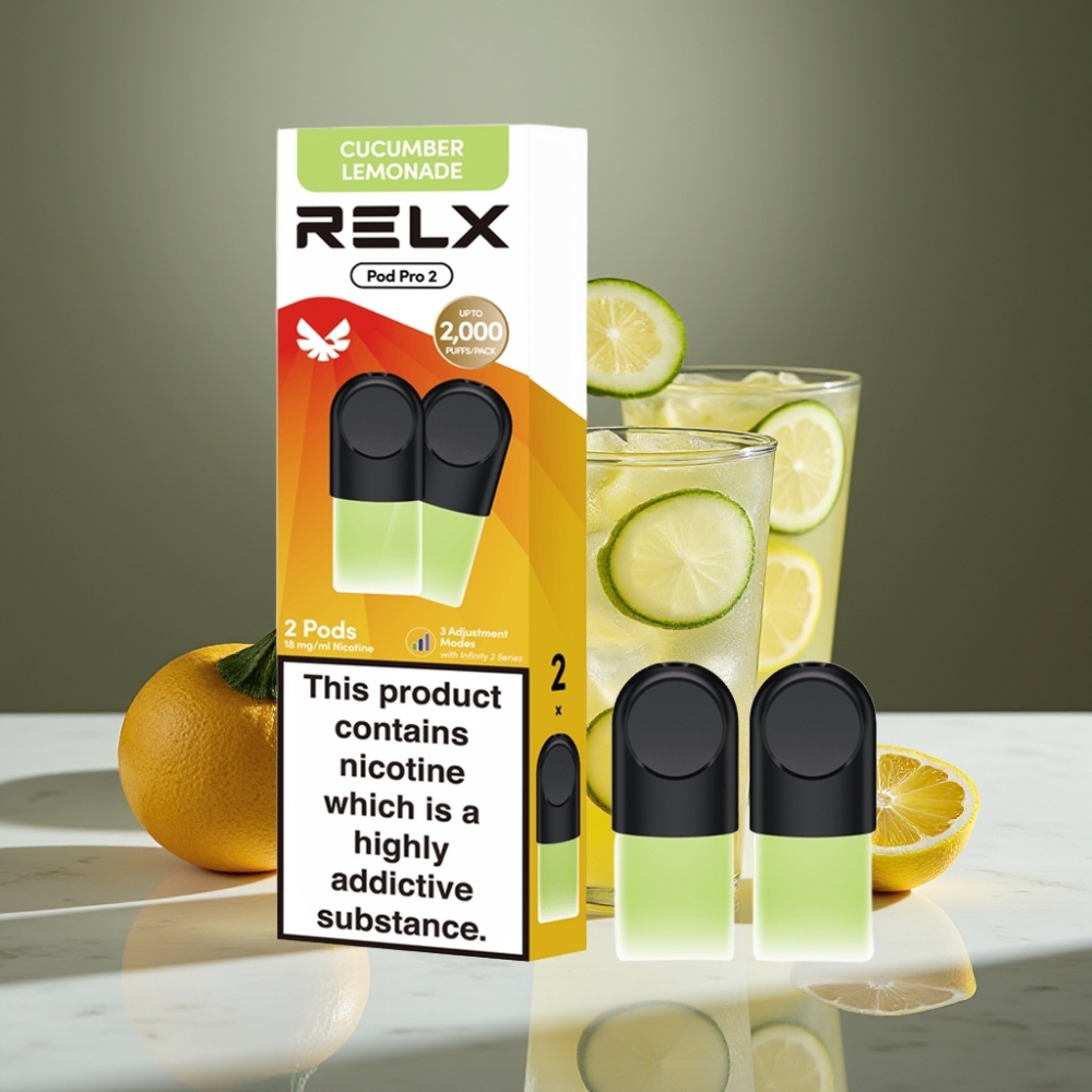 RELX Pod Pro 2 600 puffs 1.8% nicotina 1.9ml sabor Bebida-Limonada de Pepino