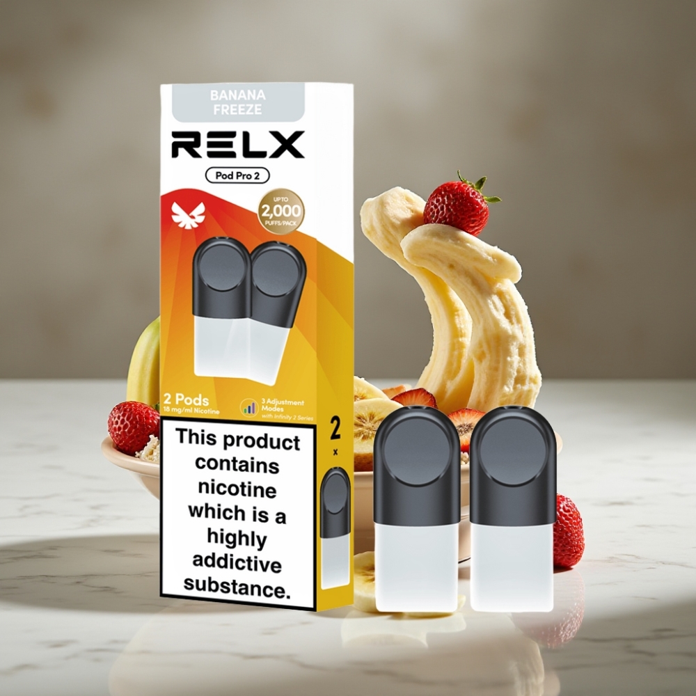 RELX Pod Pro 2 600 puffs 1.8% nicotina 1.9ml sabor Postre-Plátano Frío