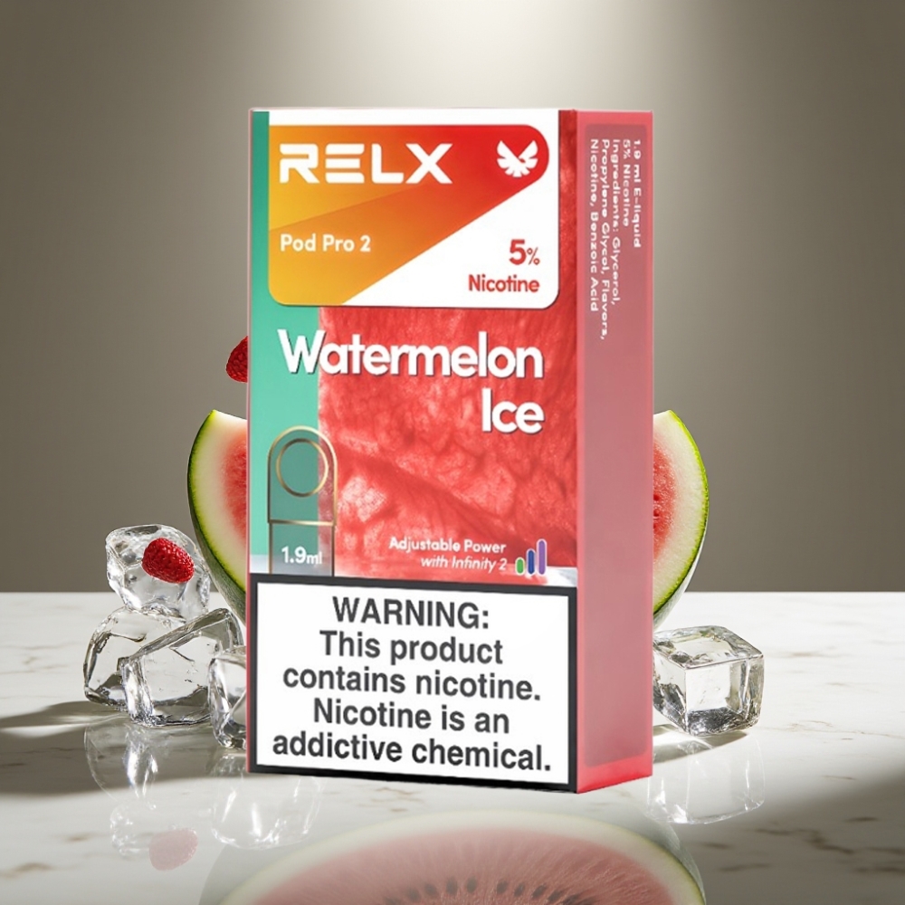 RELX Pod Pro 2 600 puffs 5% nicotina 1.9ml Sandía Helada 3 modos de voltaje