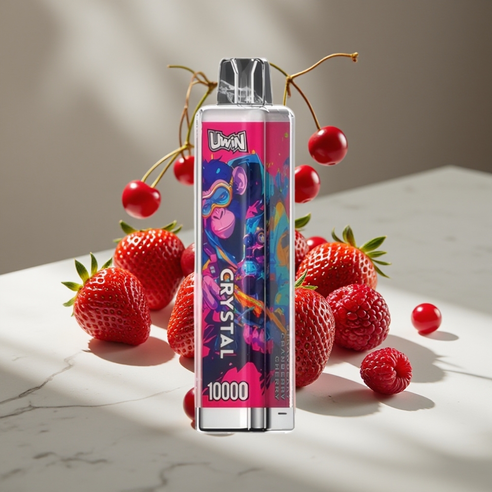 UWIN Crystal 10000 Puffs 18ml RGB Sabrosa Fresa Arándano Cereza Recargable USB-C