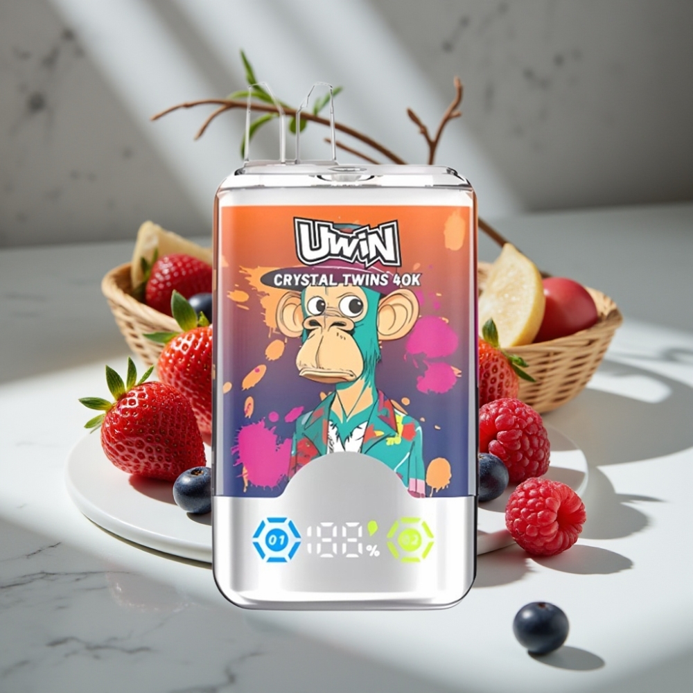 UWIN Crystal Twins 40000 Puffs Doble Sabor Fresa Frambuesa Cereza Mr Blue 32ml Tipo-C