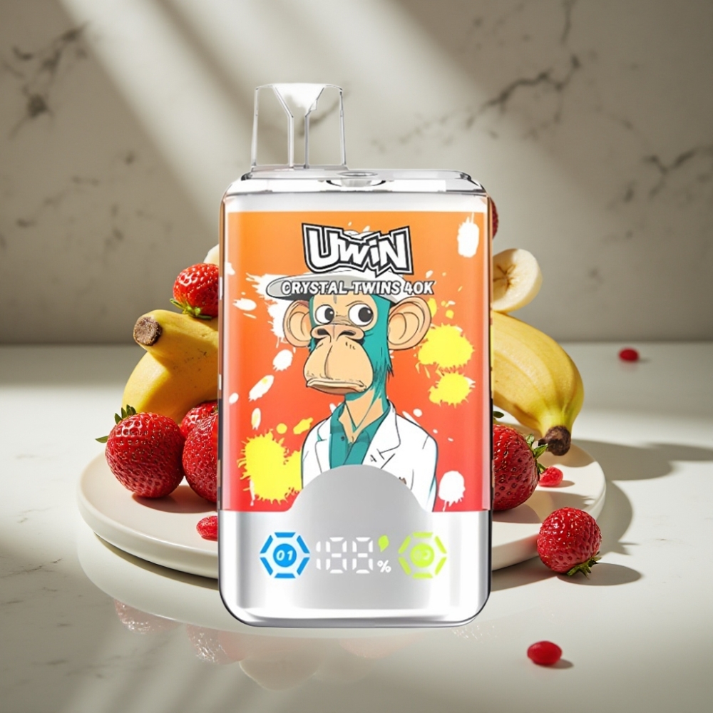 UWIN Crystal Twins 40000 Puffs Doble Sabor Fresa Plátano Love 66 Recargable 850mAh 32ml