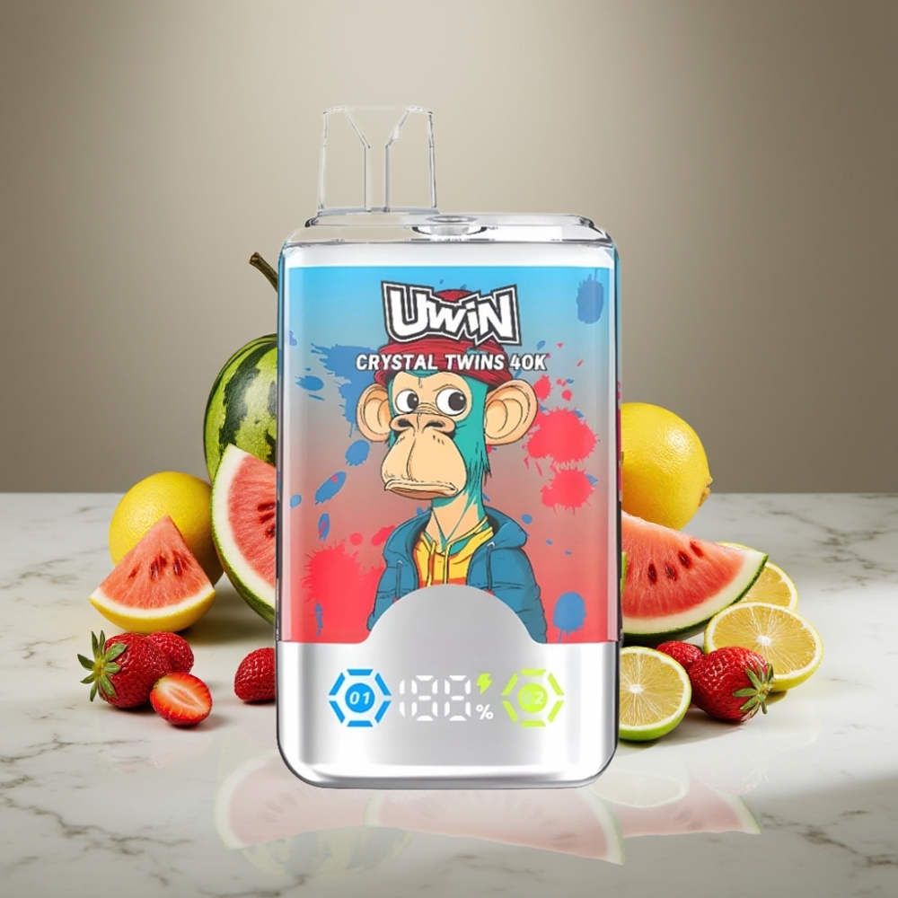 UWIN Crystal Twins 40000 Puffs Doble Sabor Fresa Sandía Lima Limón Recargable