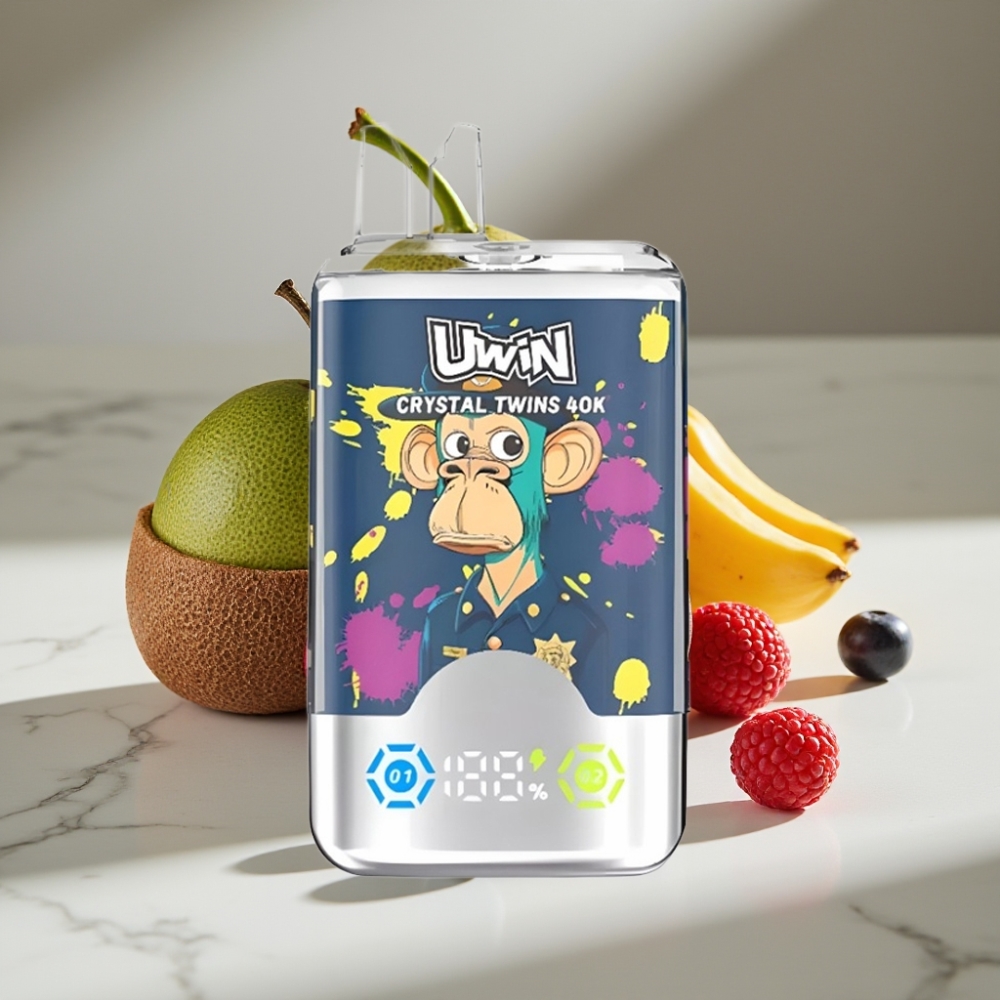 UWIN Crystal Twins 40000 Puffs Doble Sabor Kiwi Maracuyá Guayaba Arándano Frambuesa Recargable 850mAh