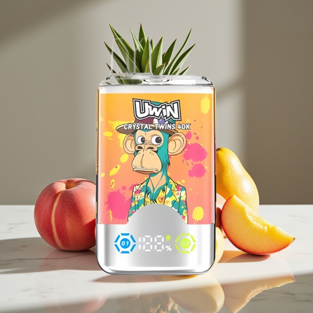 UWIN Crystal Twins 40000 Puffs Doble Sabor Melocotón Mango Piña Red Bull 32ml Tipo-C