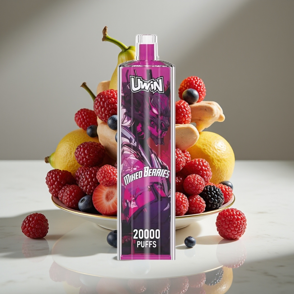 Uwin Shisha Hookah Crystal 20000 Puffs 22ml 0%-5% Nicotine Tipo-C Malla Mixed Berries
