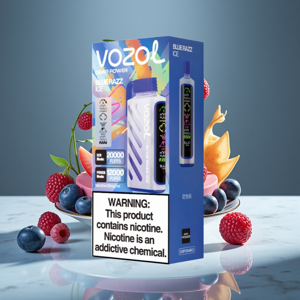 VOZOL Gear Power 20000 Puffs Dual Mesh Coil Full Screen Display Blue Razz Ice