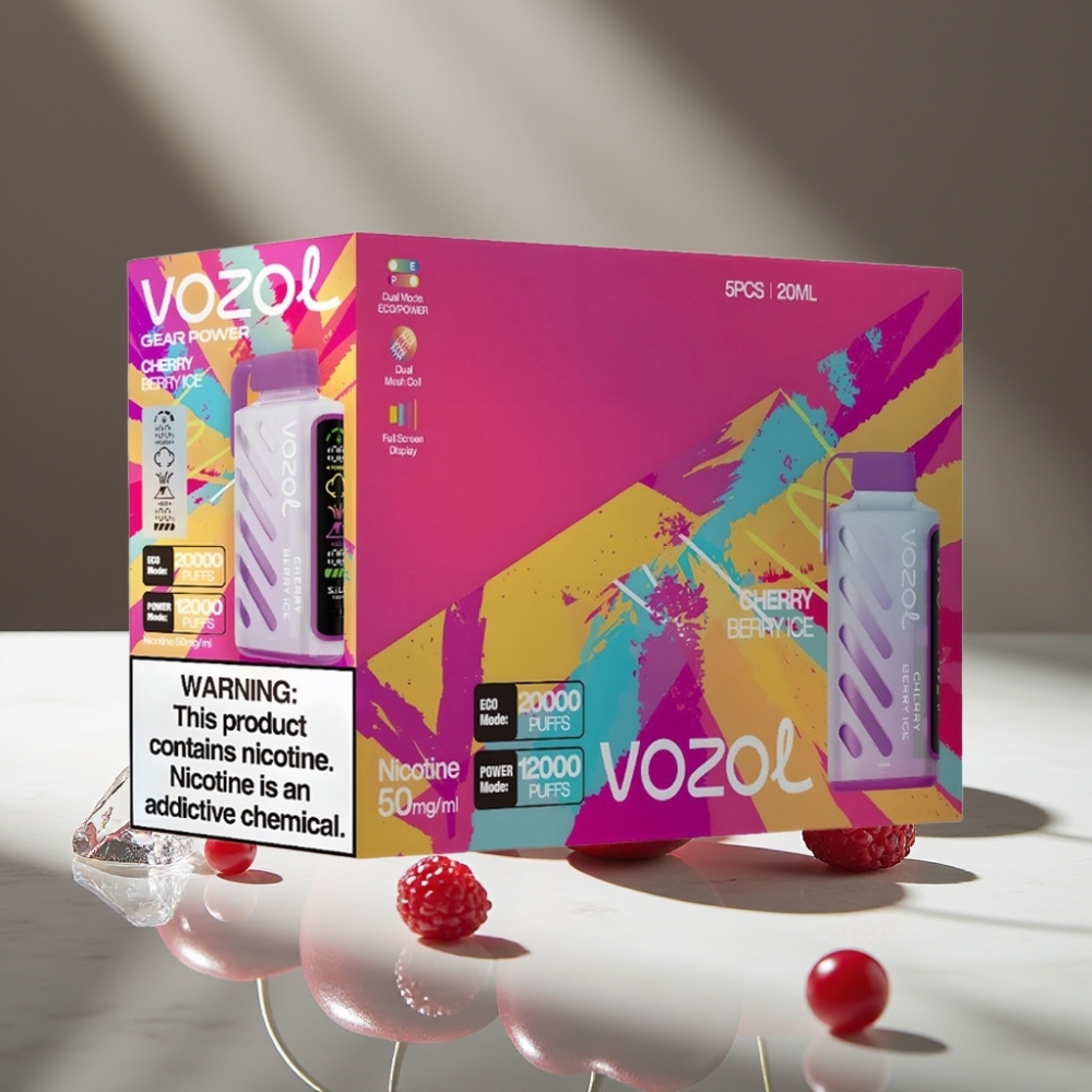 VOZOL Gear Power 20000 Puffs Dual Mesh Coil Full Screen Display Cereza Baya Hielo