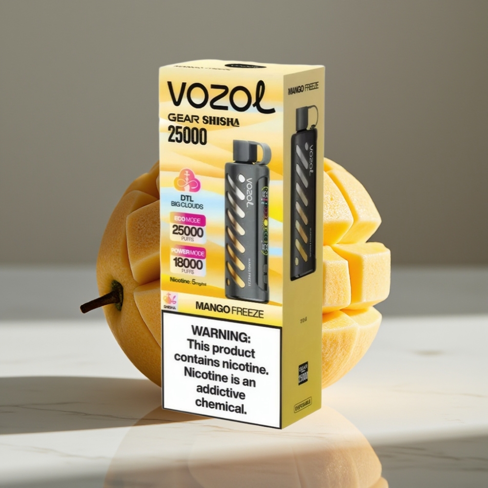 VOZOL Gear Shisha 25000 Puffs Dual Mesh Mango Helado S.i.L.C Tech 1000mAh 5mg/ml