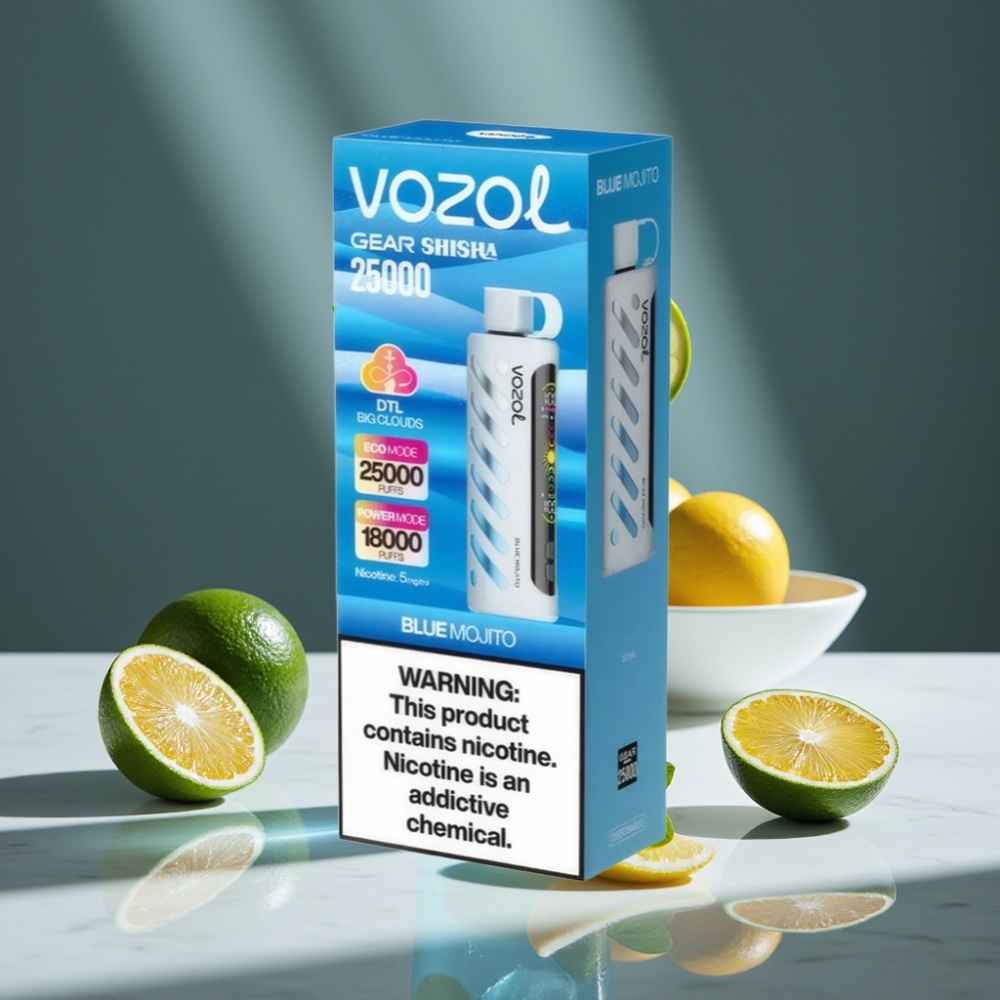 VOZOL Gear Shisha 25000 Puffs Dual Mesh Mojito Azul S.i.L.C Tech 1000mAh 5mg/ml