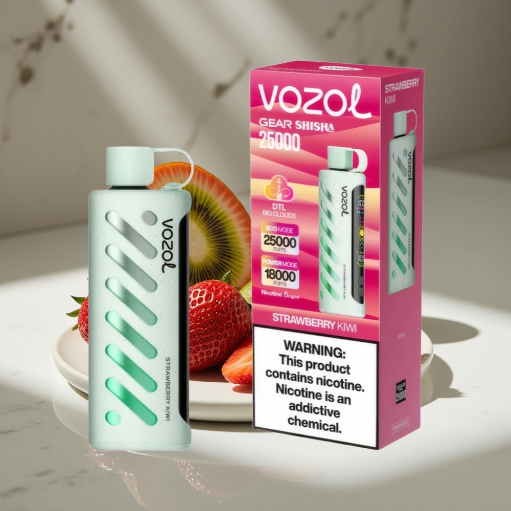 VOZOL Gear Shisha 25000 Puffs Fresa Kiwi S.i.L.C Tech Dual Mesh 1000mAh 5mg/ml